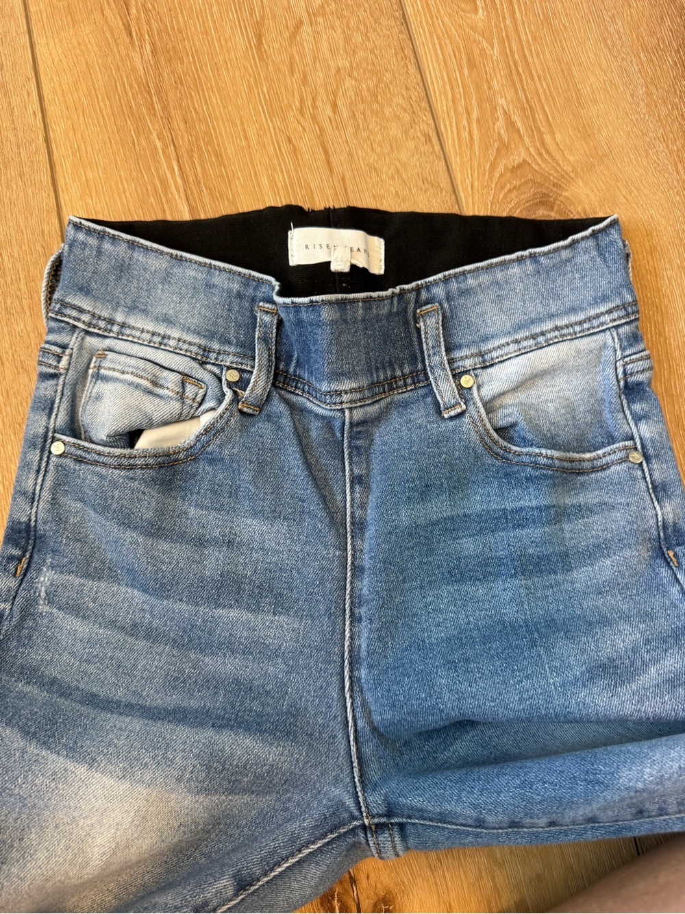 RISEN JEANS ISABELLA HIGH RISE PULL ON FLARE SIZE SMALL RAW HEM - Picture 5 of 14